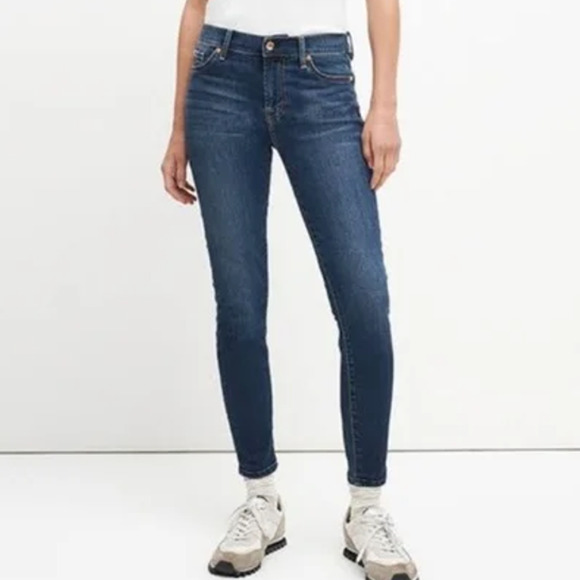 7 for All Mankind Roxanne Midrise Denim Ankle Jeans Sz 26 - Picture 1 of 15